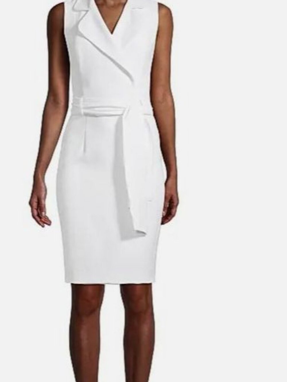 Black Halo Women White Danica Belted Sheath Dress Size 12